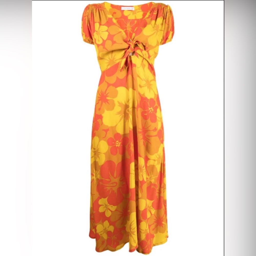 FAITHFULL THE BRAND Mailee Vibrant Floral Midi Tropical Vacation Dress Size L - Picture 4 of 9
